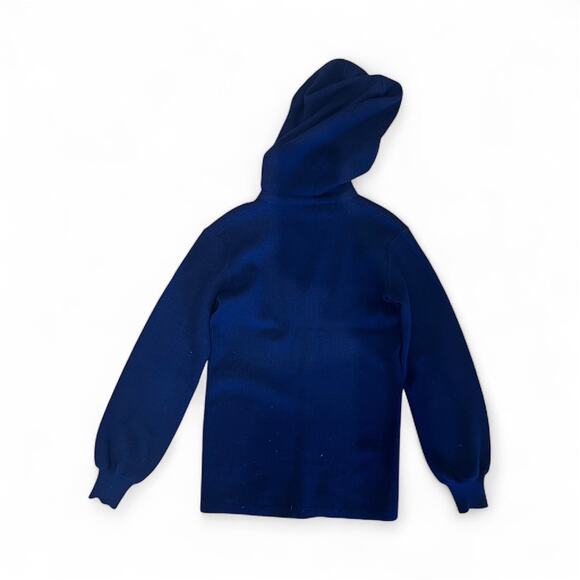 Vintage 1970s Blue Yves Saint Laurent Rive Gauche Hooded Sweater - Picture 2 of 7